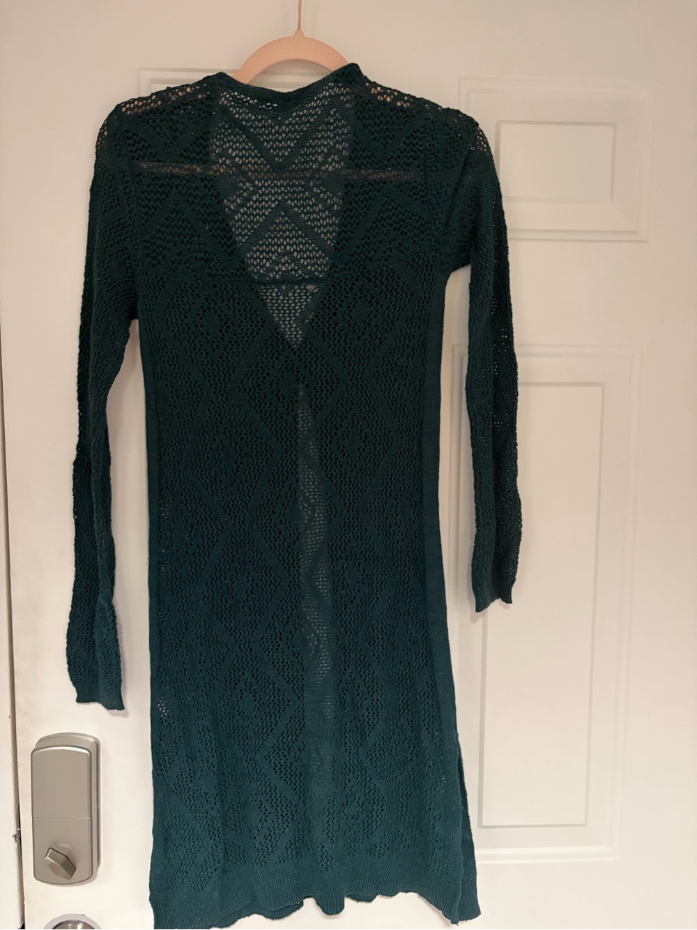 Free People Dark Teal Open-Knit Button-Front Cardigan - Picture 3 of 5